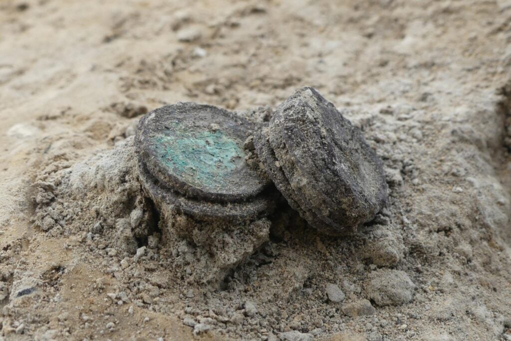 Carolingian coins found during the excavation.