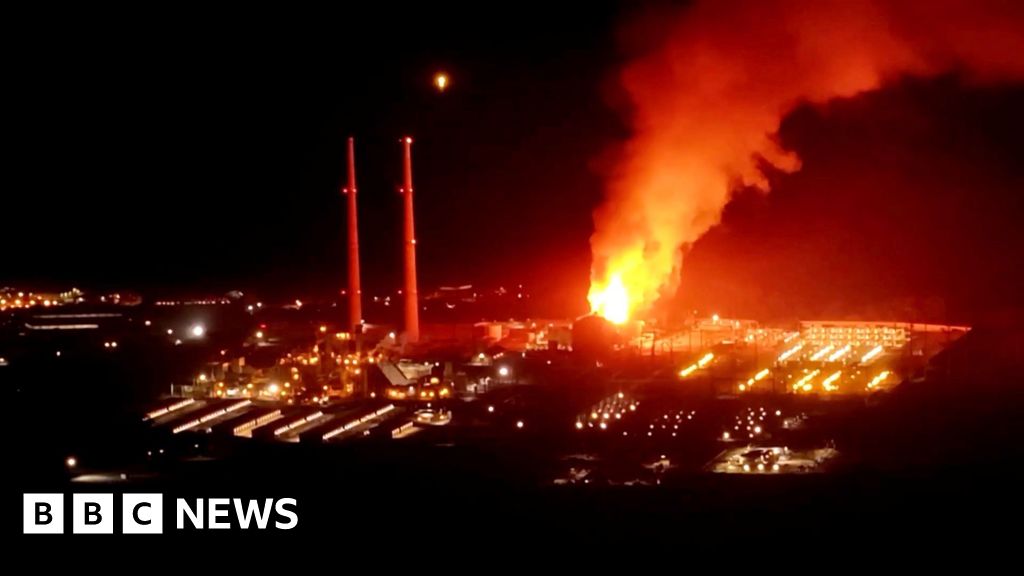 Drone footage shows fire at one of world’s largest battery factories