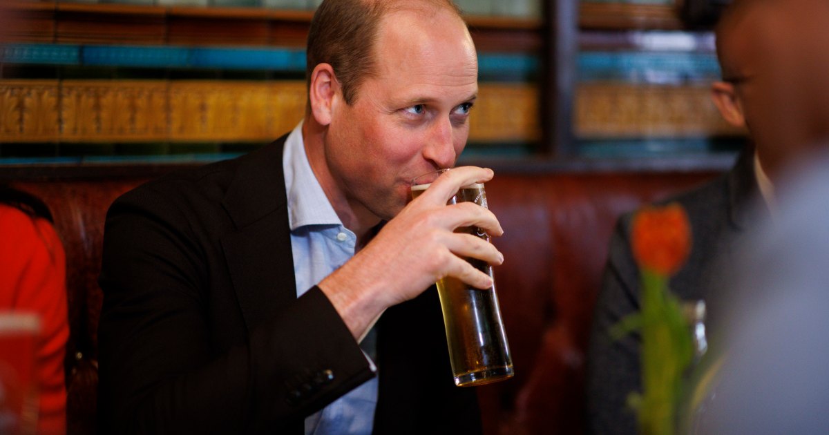 Prince William shares a pint with football fans after Kate Middleton goes into remission